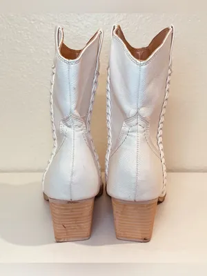 Dolce Vita Karyn Cowboy White Braided Western Leather Ankle Booties Size 10 thumbnail 6