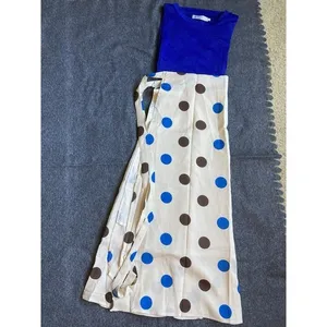 Chic Blue Tee and‎ Polka Dot Wrap Skirt Set Vintage Style Adjustable Waist S new thumbnail 4
