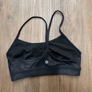 Lululemon Flow Y Bra Nulu Black Sparkle Shimmer‎ Racerback Sports Bra Size 6 thumbnail 1
