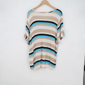 NY Collection Woman Top Womens 3X RSU0645 Multi-Color Striped Ruffle Excellent thumbnail 4