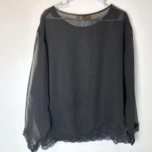 Victoria's Secret Gold Label Size‎ L Black Sheer Boudoir Top Lace Floral 1980's thumbnail 8