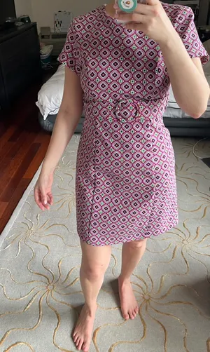 🆕 Zara | Geometric Print Dress XS Pink Open Back thumbnail 4