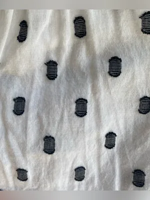 Loft white cotton lightweight mandarin collar tunic blouse black polka dot L thumbnail 4