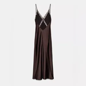 Zara SATIN LACE MIDI DRESS M thumbnail 2