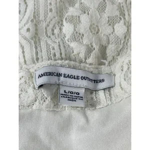 American Eagle Ivory Lace Dress L Lace Up Cottagecore Festival Mini thumbnail 7