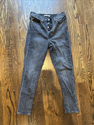 Levi's Wedgie Skinny Jeans - Charcoal Black thumbnail 9