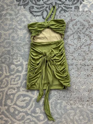White Fox Love Language Single Strap Cut Out Mini Dress Green Small thumbnail 2