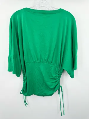 Anthropologie Maeve NWT Green Ruched Side Ties Dolman Shirt Size Medium thumbnail 2