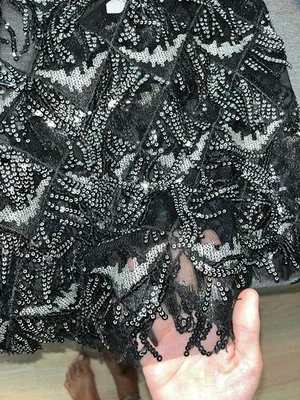 Black Sheer Bottom Sequin Cut Out Dress Size M thumbnail 3