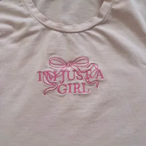 “I’m just a girl” pink bow baby tee thumbnail 3