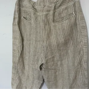 Anthropologie Grey/Beige and White Striped Linen Chinos High-Rise Comfort‎ sz S thumbnail 4