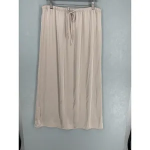 Song of Style Womens Midi Skirt Beige Satin Elastic Drawstring Waist XL thumbnail 2