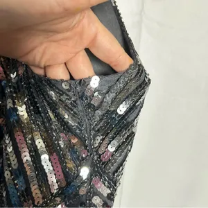 Lulus Silver Ace of Spades Gunmetal‎ Sequin Bodycon Mini Dress Size Small thumbnail 6