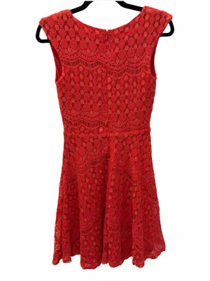 Anthropologie Birdcage Francesca’s Collection Coral Lace Fit & Flare Dress S thumbnail 3