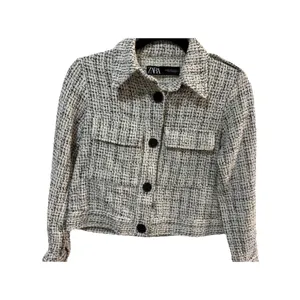 Zara Women's Black/White Tweed Pattern Button Front Collared Pocket Jacket, XS thumbnail 4