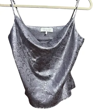 WAYF Satin‎ Shimmery Snake Print Cowl Neck Cami in Silvery Purple Sz S thumbnail 1