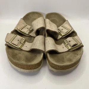 Birkenstock Arizona Womens Metallic Pink Sandals Slides Size 38N US L7 M5 Narrow thumbnail 2