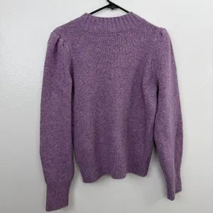 Faherty Sweater Womens Medium Purple Merino Wool Alpaca Puff Shoulder Knit Top thumbnail 5