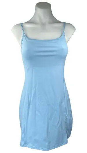 Qinsen Women's Blue Sleeveless Stretch Tennis Golf Built In Shorts Mini Dress S thumbnail 1