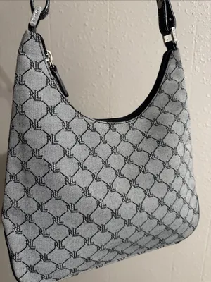 Ralph Lauren Gray Monogram Shoulder Bag with Black Trim thumbnail 6