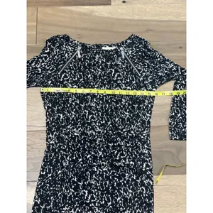 Michael Kors Black Animal Print Long Sleeve Bodycon Dress Ruched Waist Size S thumbnail 6