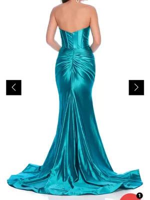 Dave &Johnny Elegant Black Satin Evening Gown with Draped Waist thumbnail 5