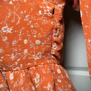 ASTR The Label Rust Floral Plisse Peplum Top Orange Size Large Boho Chic thumbnail 3