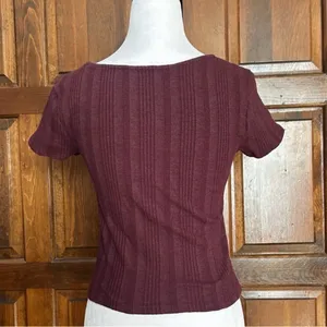 Aeropostale Aero‎ ‘seriously soft’ Burgundy Cropped Shirt Size Medium Top thumbnail 3