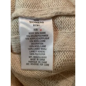 Woolrich Cross Stitch Wool Ramie Sweater Size M Ecru 1/4 Zip Boho Cottagecore thumbnail 6