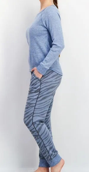 Karen Neuburger 3 Pieces Textured Pajama Set, Blue thumbnail 3