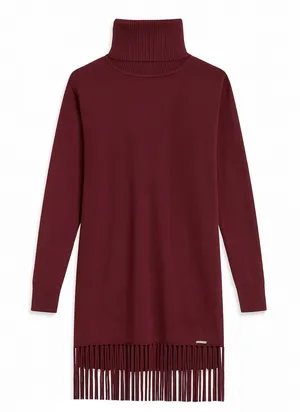 Michael Kors Merlot Cowl Neck Fringe Bottom Sweater thumbnail 1