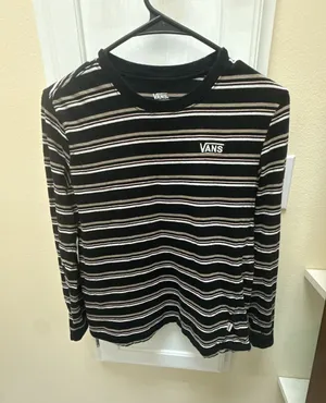 Vans Pismo Striped Long Sleeve T-Shirt Black White Tan Pink X-Small thumbnail 1