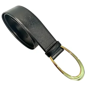 Lancel‎ Cowhide Leather Belt Chunky Gold Buckle Women's 80 Large Black Luxury thumbnail 2