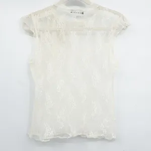 Stargazer Womens Vintage Y2K Fairycore‎ Delicate Lace Sheer Ivory Blouse Top thumbnail 5