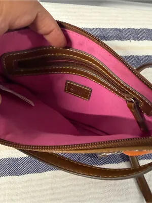 CHAPS Orange Brown Crossbody Bag Small Zip Front Shoulder Purse Y2K Preppy thumbnail 4
