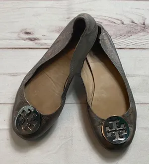 Tory Burch Minnie Travel Ballet Flats In Gunmetal thumbnail 1
