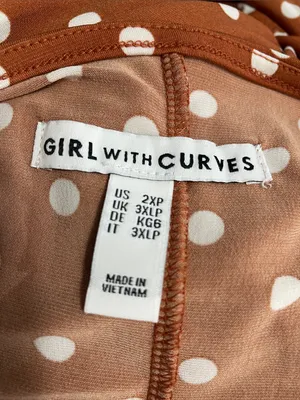 Girls with Curves Polka Dot V-Neck Midi Dress in Rust with White Dots thumbnail 4
