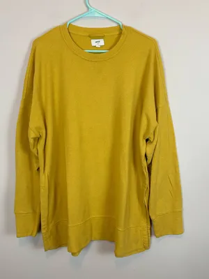 Aerie Oversized Crewneck Golden Mustard Yellow Tunic Sweater Size Large thumbnail 3
