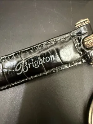 Vintage BRIGHTON B3094 Black Croc Leather Silver-plated Oval Links Belt Size 32 thumbnail 15