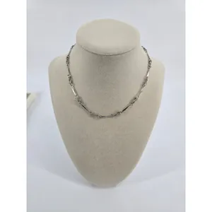Unbranded Necklace Women 15in Bar Link Chain Silver Tone Minimalist EUC thumbnail 3