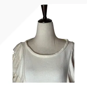 LoveShackFancy Sweatshirt Women Small Beige Corinne Ruffle Detail‎ Cropped Boho thumbnail 4