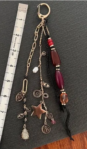 Free people Gold and Black Beaded Keychain thumbnail 1