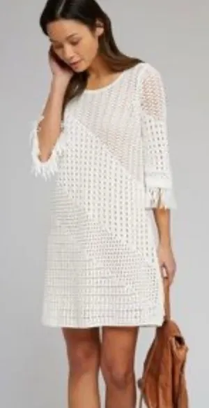 Nic + Zoe Womens Beach Strool Knit Fringe Casual Dress Ivory Size Small NWT thumbnail 1