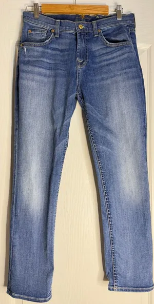 7 For All Mankind the Relaxed Skinny Jeans in Light Blue Wash thumbnail 1