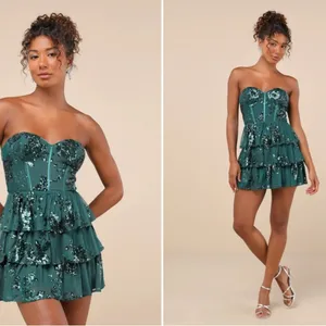 LULUS Sexy FLoral Wedding Prom Cocktail Party Flirty Sparkly Mini Dress thumbnail 6