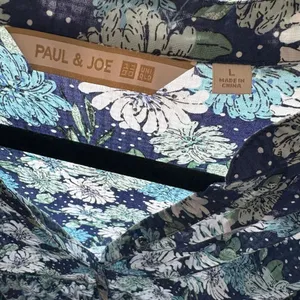 Paul & Joe x Uniqlo Navy Blue Floral Button-Down Puff Sleeve Tiered Dress thumbnail 7