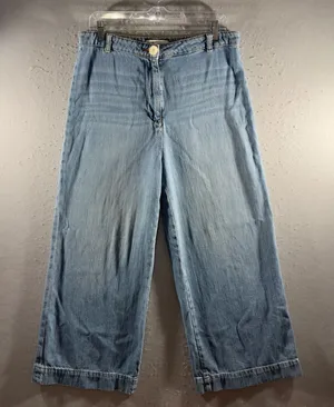 2106 | Zara High Waist Wide Leg Light Wash Denim Jeans Blue Womens 10 thumbnail 1