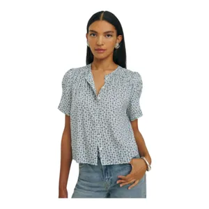 Reformation Adeline Byron Floral Paisley Short Sleeve Blouse Size Large - READ thumbnail 3