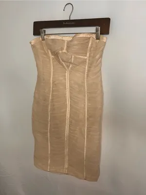 BCBG Max Azaria Strapless Ruched Sheath Dress in Ivory thumbnail 2