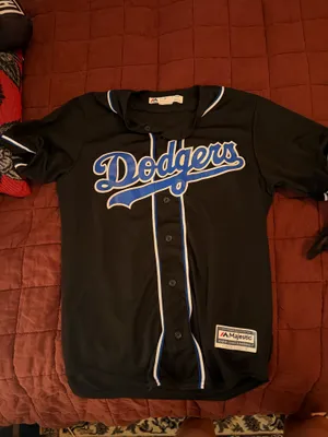 Majestic black dodgers blank jersey thumbnail 2